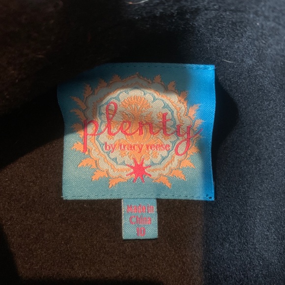 Plenty Tracy Reese Embroidered Wool Long Winter Coat Size 10 Black - Picture 4 of 7